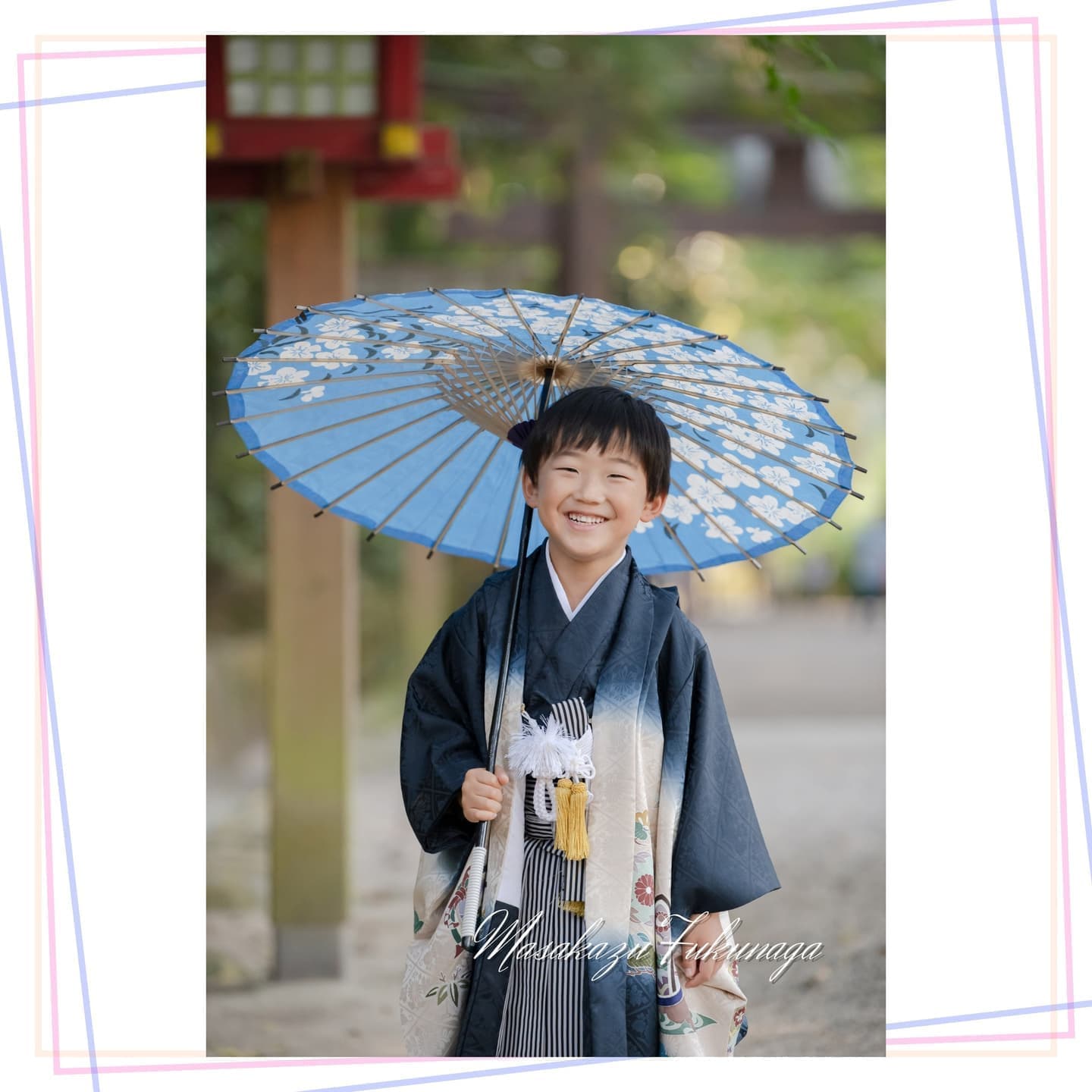 七五三｜出張撮影｜カメラマン｜和傘を使った七五三｜男の子