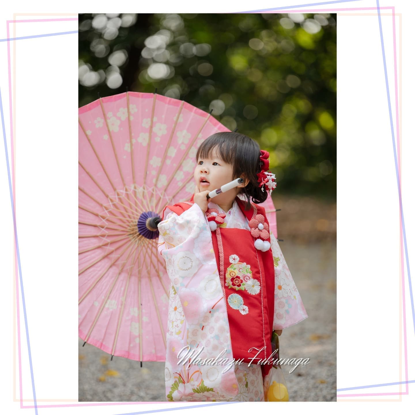 七五三｜出張撮影｜カメラマン｜和傘を使った七五三｜女の子