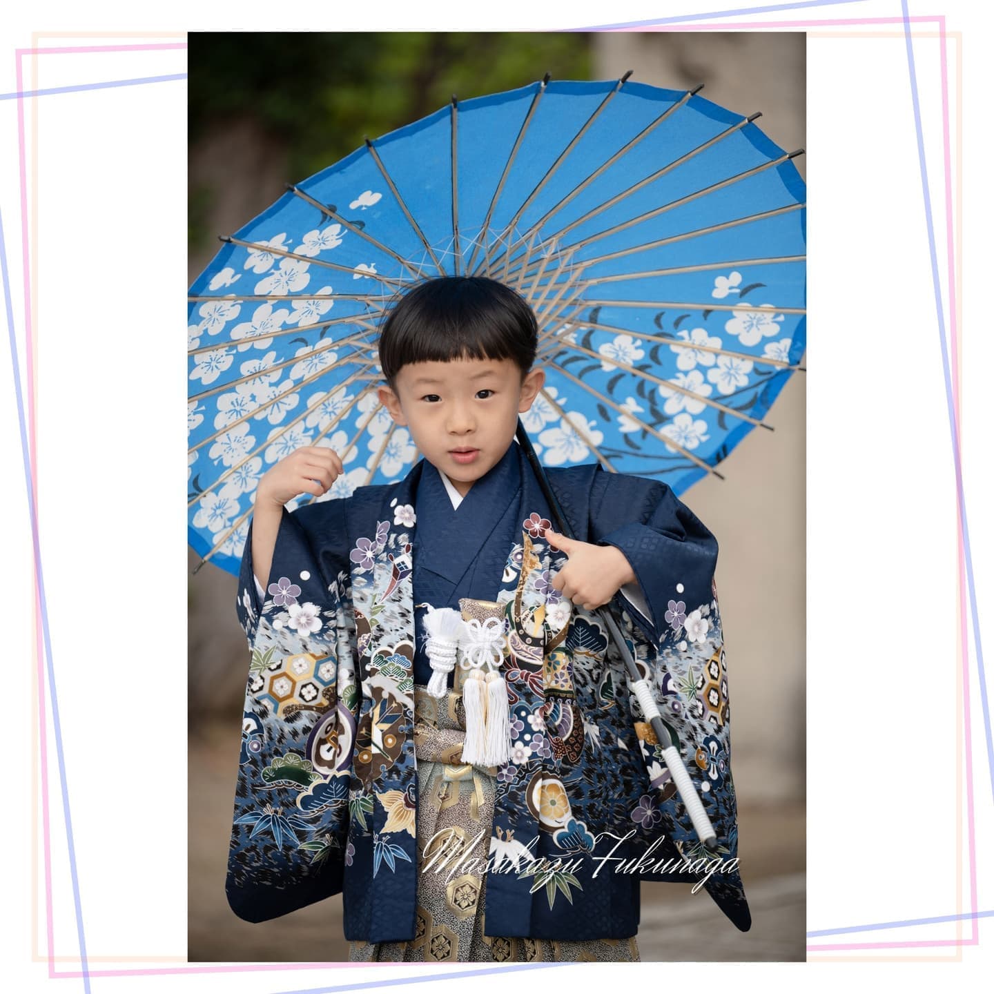 七五三｜出張撮影｜カメラマン｜和傘を使った七五三｜男の子