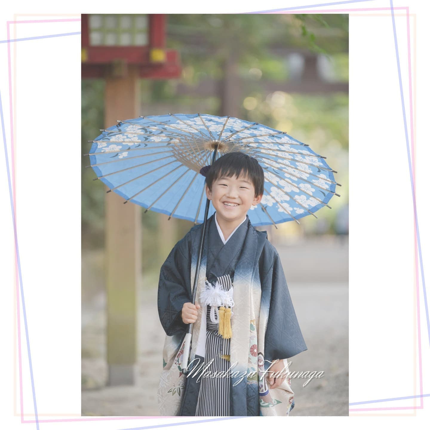 七五三｜出張撮影｜カメラマン｜和傘を使った七五三｜男の子